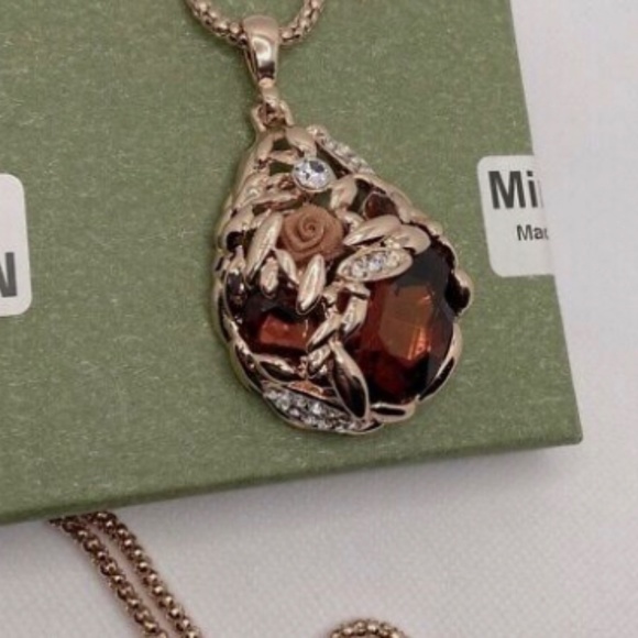 Minagoo Water-Drop Pendant Rose Flower Rhinestone - Picture 4 of 6